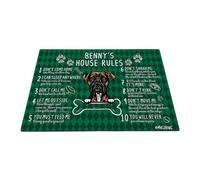 Floor Mat Door Mat Comfortable Entrance Door Mats Funny Kitchen Mats For Doorstep Shower Courtyard 40X60Cm Personalized Dog'S House Rules - Funny Boxer Dog Green Plaid Check