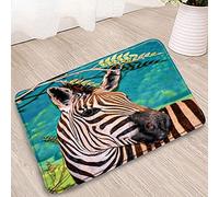 Floor Mat Printing Zebra Print Bathroom Mats Animal Grassland Door Bedroom Kitchen Corridor Flange Water Absorption Anti-Slip Carpet Washable-16X24Inch