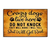 Floor Mats Crazy Dogs Live Here, Do Not Knock They Will Bark, I Will Yell, Shit Will Get Real Bath Mat Washable Bath Rug Heavy Duty Door Mat For Patios Outdoor Bathroom 40X60Cm