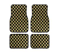 Floor Mats For Cars Racing Carpet Floor Mat Dadu Dice Car Floor Mat Accessories Classical Anti-Slip Checkered Print Floor Foot Pad Mats(BlackYellow)