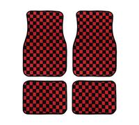 Floor Mats For Cars Racing Carpet Floor Mat Dadu Dice Car Floor Mat Accessories Classical Anti-Slip Checkered Print Floor Foot Pad Mats(BlackRed)