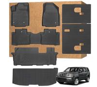 Floor Mats for Honda Pilot 2009-2015 (Fit for 2009-2015 Honda Pilot EX/EX-L/LX/SE/Touring), TPE Waterproof Non-Slip All Weather Protection Custom, Floor Mats & Cargo Liner & Seatback Mat (with Velcro)