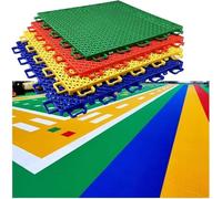 Floor mats, Kindergarten DIY Outdoor Sport Court Tiles， Anti Slip and Wear-Resistant Modular Interlocking Floor Mats(Blue)