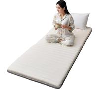 Floor Mattress Single with A Reusable Vacuum Storage Bag - Japanese Tatami Mat Cotton Futon Pad Roll Up Mattress Foldable Lounger Guest Bed Camping Couch Student Dormitory Bed (90x190CM,Beige)