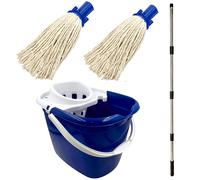 Floor Mop Bucket Set Cotton Mops Heavy Duty 12L Wringer Industrial