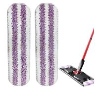 Floor Mop Replacement Cover for Vileda H2prO and O-Cedar H2prO Flat Mop, Super Cleaning Power Mop Cover Replacement, Machine Washable Microfibre Mop Cloth Floor, Mop Pads for Hard Floors (Purple x 2)