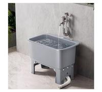 Floor Mop Sink Portable Gray Thick Plastic Mop Sink for Bathroom/Household/Patio 18inch Tall Floor Standing Raised Mop Service Basin Wash Station Versatile Mop,One Color-L 60cm/23.6in
