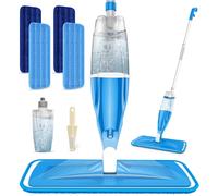Floor Mop with 4 Washable Pads for Cleaning Floors: Microfibre Spray Mops