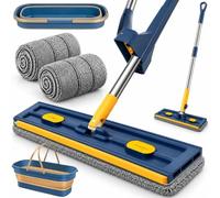 Floor Mop with Wring Function Foldable 10 L Bucket 2 Mop Covers | 360° rotating mop head for corners and hard to reach areas