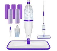 Floor Mops with 5 Microfibre Washable Pads: Spray Mop for Cleaning Floors | Refillable Bottle, 360° Swivel Head, Commercial Dust Mops Flat Wet Mop, for Hardwood Tile Wood Laminate Vinyl Marble