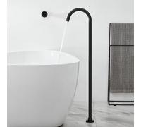 Floor Mount Bathtub Faucet Black, Single Mode Gooseneck Free Standing Tub Faucet,Black