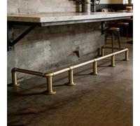 Floor Mounted 3-sided Bar Foot Rail, Champagne Gold Kitchen Island Footrest Rails Hardware, Pipe Hotel Counter Footrest Railing Kit(L270xW80cm(106 1/4"x31 1/2"))