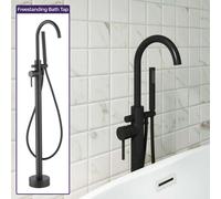 Floor Mounted Bath Shower Mixer Tap & Shower Kit Matte Black