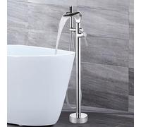 Floor Mounted Bath Tap and Shower Waterfall 2 Mode Freestanding Bathtub Mixer Single Hole,Chrome Plated