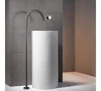 Floor Mounted Bath Taps Concealed Handwheel Switch Gooseneck Freestanding Taps for Bath Hot and Cold,Grey