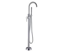 Floor Mounted Bathtub Shower Faucets Set, Freestanding Tub Filler, Brass Single Handle Bathroom Mixer Taps with Handheld Spray and 360°Rotating Spout,C,Wall Water, a, Ground Water