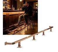 Floor Mounted Brass Bar Foot Rail，Steel Brushed Finish Support Foot Handrail，for Reception Kitchen Island Seating (8FT/2.44M)