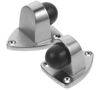 Floor Mounted Door Stopper in Stainless Steel with Rubber Bumper | Silver Finish, Screw Mount with Six Screws Included, for Wood Doors and Barn Doors