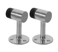 Floor Mounted Door Stopper Zinc Alloy Rubber Tip 2pcs | Tall Silver Design, Stable Mounting, Reduces Noise, Protects Walls, Suitable for Living Rooms and Office Entryways