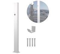 Floor Mounted EV Charger Connector Pedestal - Stainless Steel Charging Column for Electric Vehicle Charging Stations, Durable Charging Pile for Garage Use (White)