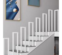 Floor-Mounted Hand Rail, Tall 35-100cm Stair Railing Handrail, U-Shaped Metal Indoor Outdoor Balusters Safety Anti-Slip Decorative Fence Grab Bar for Villas/Porch/Corridors/Gardens - White(1.6ft/50cm)
