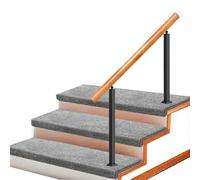 Floor Mounted Handrail for Outdoor Step, 2-3 Steps Wooden Stair Railing Front Porch Adjustable Transitional Hand Railings for Garden Loft Villas(Height 95cm,80cm/32inch)