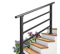 Floor Mounted Stair Railing Fit 1-5 Steps, Modern Galvanized Steel Hand Rails for Garden Balconies Terrace, Adjustable Porch Handrail Deck Transitional Guardrail(B,120cm/47inch)