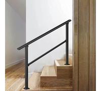 Floor Mounted Stair Railing for Outdoor Indoor | Adjustable Transitional Handrails Fit 1 to 3 Steps | Galvanized Steel Hand Rails Safety Non-Slip Guardrail(A,80cm/32inch)