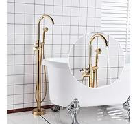 Floor Mounted Tub Sink Faucet Single Handle Bathroom Bath Shower Set Standing Bathtub Mixer Tap With Handshower-Gold E (Gold B)