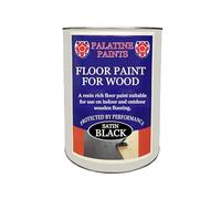 Floor Paint for Wood - Solid Satin Finish, Interior and Exterior, Hard Wearing (Black, 1 Litre)