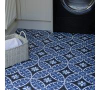 FloorPops Capri Self Adhesive Vinyl Floor Tiles Pack of 10 (0.93sqm) in Blue | Size: 304.8mm x 304.8mm FloorPops Blue 304.8mm x 304.8mm