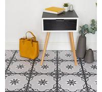 FloorPops Daphne Black Self Adhesive Vinyl Floor Tiles Pack of 10 (0.93sqm) in Grey | Size: 304.8mm x 304.8mm FloorPops Grey 304.8mm x 304.8mm