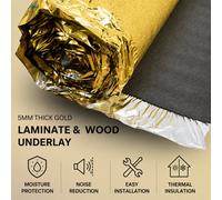 Floor Pro Floorpro 5mm Gold Laminate & Wood Underlay 15M2 (1M X 15M Roll) Moisture Proof Membrane Impact & Airborne Noise Reduction