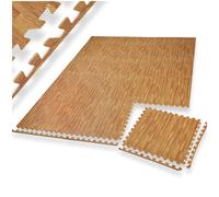 Tectake Gym Mats - Interlocking Set Of 24 Wood Decor, Brown