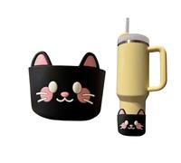 Floor Protector for Stanley Cup 40 oz - Silicone Cup Cover with Cat Motif - Non-Slip Protection - Floor Boots - Cute Cup Bottom Cover for Tumbler - Accessories for Stanley Cup 40 oz (Cat Black)