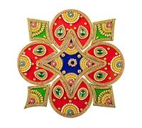 Floor Rangoli Acrylic Handcrafted Indian Traditional Home Décor for Diwali Festival Wedding Party Wall Interior Decoration and Gifting (Red Blue Green)