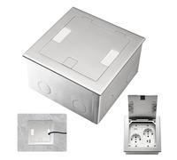 Floor Recessed Socket, 16 A/250 V Flat Hidden Socket with 2 EU Sockets and USB + Type C + CAT6 Connections, Waterproof Stainless Steel Floor Socket for Home, Hotel, School