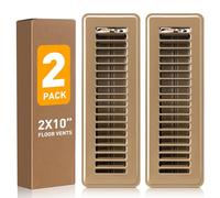 Floor Register 2x10 Inch Brown, Floor Vent Covers for Home Floor, Sidewall, Design with Adjustable Air Supply Lever Floor Vents, 2 Pack