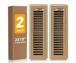 Floor Register 2x10 Inch Brown, Floor Vent Covers for Home Floor, Sidewall, Design with Adjustable Air Supply Lever Floor Vents, 2 Pack