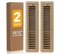 Floor Register 2x12 Inch Brown, Floor Vent Covers for Home Floor, Sidewall, Design with Adjustable Air Supply Lever Air Vent Deflectors, 2 Pack