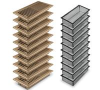 Floor Register 4 x 10'' 10 Pack, Floor Vent Cover with Air Vent Filter Mesh Catcher, Adjustable Heater Vent Covers for Walking, Premium Metal, Brown