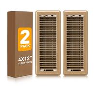 Floor Register 4x12, Heavy Duty Steel Walkable Floor Vent Covers, Air Vent Covers with Adjustable Air Supply Lever for Home Floor, Sidewall, 2 Pack, Brown