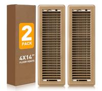 Floor Register 4x14, Heavy Duty Steel Walkable Floor Vent Covers, Air Vent Covers with Adjustable Air Supply Lever for Home Floor, Sidewall, 2 Pack, Brown