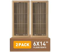 Floor Register 6 x 14 Inch 2 Pack, Floor Vent Covers for Home Floor, Sidewall, Premium Finish Register Vent Covers with Easy Adjust Air Supply Lever, Brown