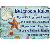 Floor Rug Ocean Bathroom Rules If You Lift It Up Put It Down Non-Slip Absorbent Resist Dirt Doormat Entrance Rug 16x24 Inch