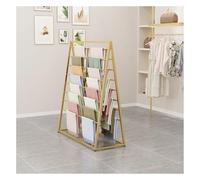 Floor Scarf Display Rack - LOFT Metal Shelf Double Sided, For Displaying Silk Scarfs Fabric Towel Paper, Metal Hijab Hangers, Silk Scarf Blanket Rack(Gold,150x50x145cm)