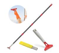 Floor Scraper, Long Handle Wallpaper Scraper, Metal Paint Scraper with 10 Extra Blades for Cleaning Windows, Glass, Tile, Walls and Floors