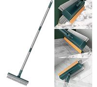 Floor Scrub Brush with 44 Inch Adjustable Long Handle 3 In 1 Multifunctional Scrape and Brush with 45° Rotating Stiff Bristles Scrubbing Brush Broom Cleaning Tool for Shower Bathroom Kitchen