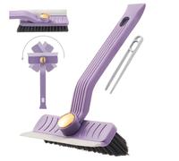 Floor Scrubbing Brush 3 in 1 Cleaning Brush 360-degree Rotating Quick Drying Floor Scrubber with Hard Bristle Crevice Cleaning Brush for Kitchen Bathroom Swimming Pool(Purple)