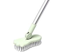 Floor Scrubbing Brush 47.2 inch with Adjustable Long Handle & Detachable 180° Rotatable Head Stiff Bristles Extensible Grout Cleaning Brush for Bathroom Tub Tile Patio Indoor Scrubber (Green)